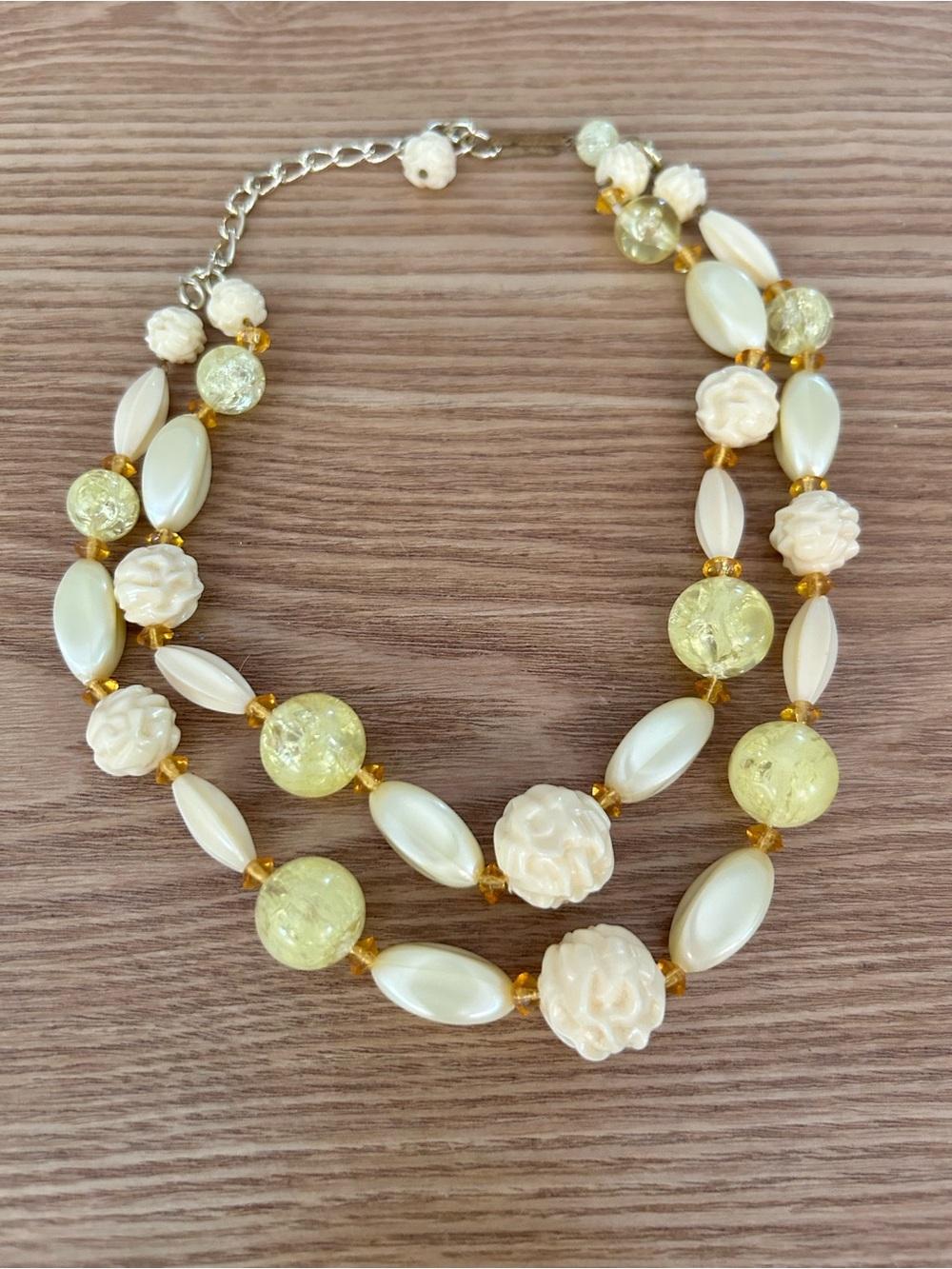 Vintage Signed W. Germany Double Strand Beaded Floral Necklace